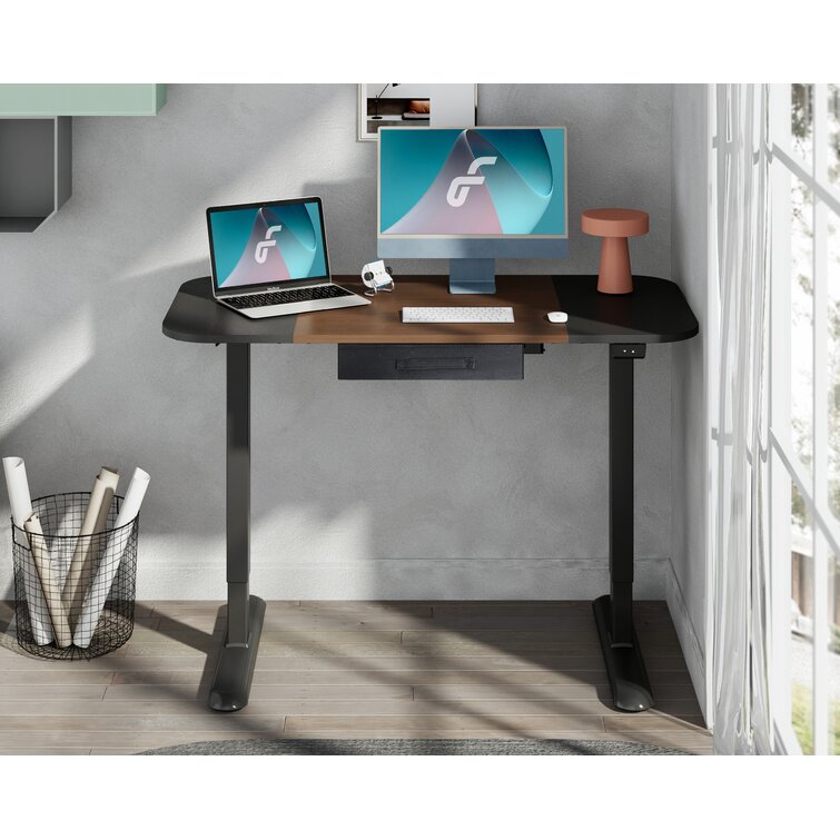 Electric Standing Desk 48 X 24 Inches With Drawer Oak Height Adjustable  Standing Desk Home Office Table Computer Desk Quick Install Computer